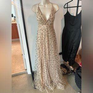 Luxxel Cream and Black Polka Dot Maxi Dress